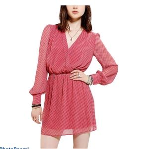 Urban Outfitters Women's Red Coincidence Chance Chiffon Surplice Dress